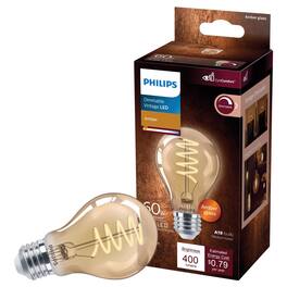 Philips - A19 E26 (Medium) LED Bulb Amber 60 Watt Equivalence 1 pk