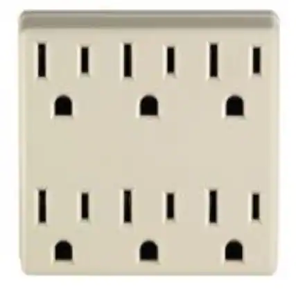 Front. Leviton - Leviton Polarized 6 outlets Outlet Adapter 1 pk.
