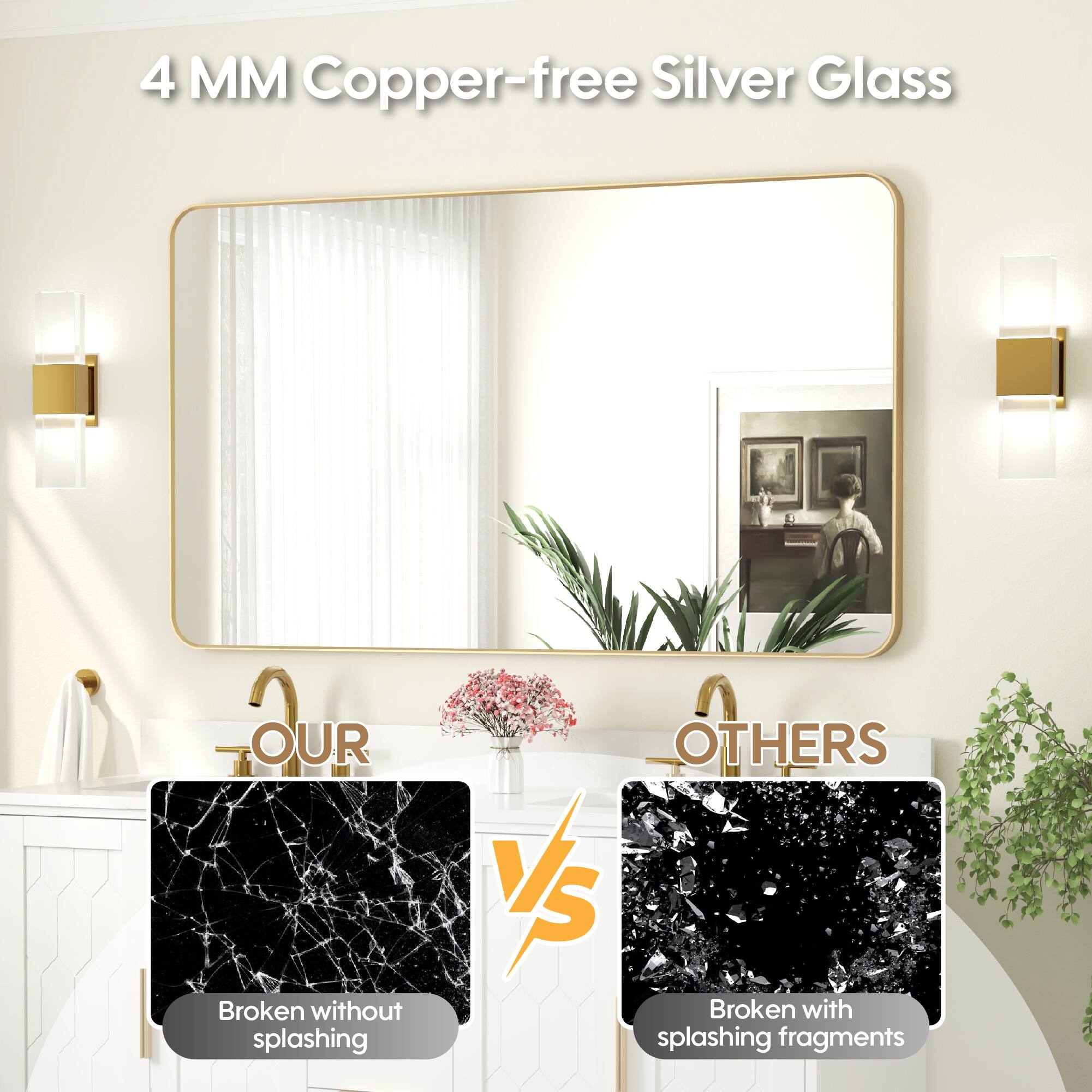 4 MM Copper-free Silver Glass

OUR vs OTHERS

Broken without splashing

Broken with splashing fragments