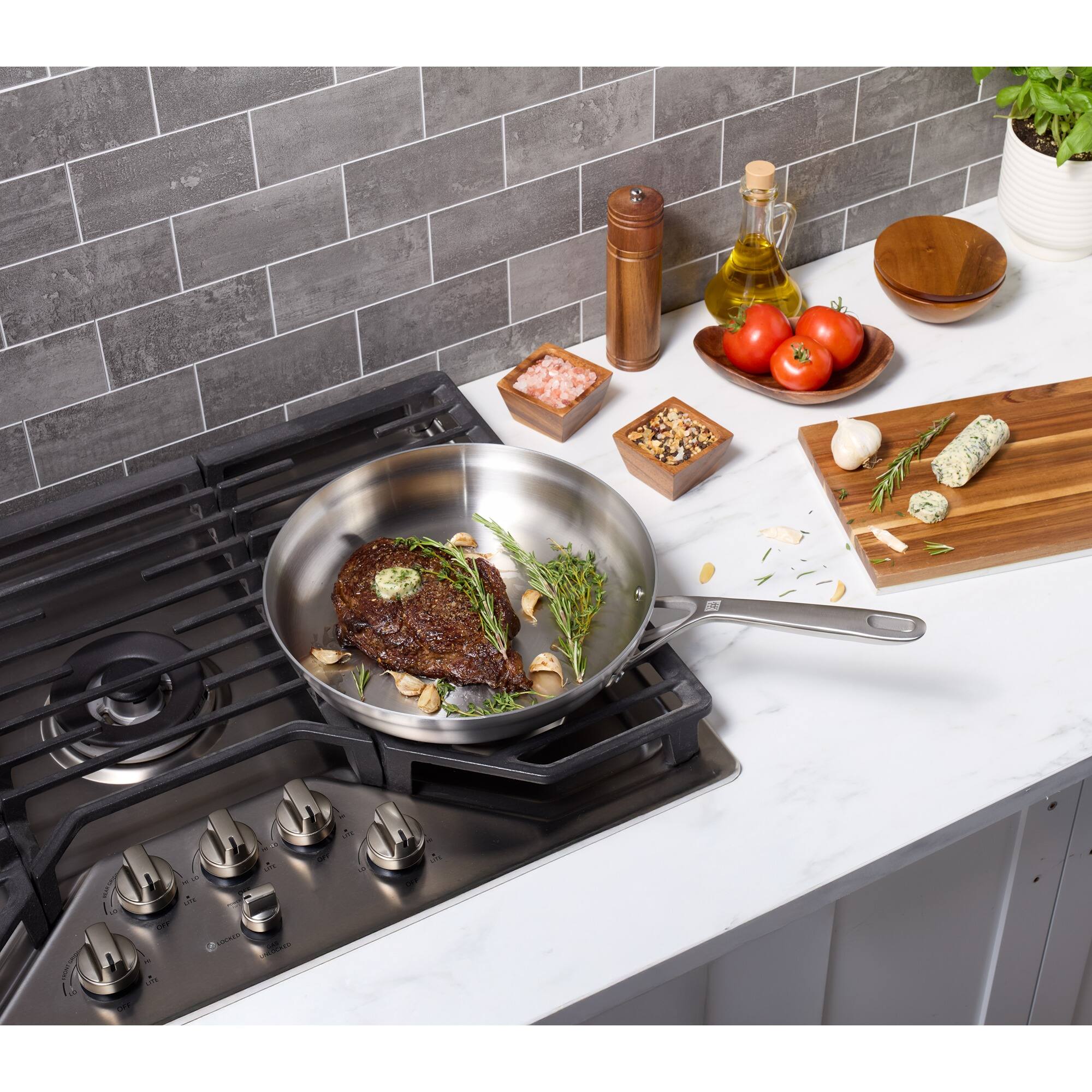 Alt View 4. ZWILLING - ZWILLING Motion Stainless Steel 12-inch Stainless Steel Fry Pan - Stainless Steel.