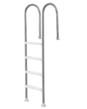 Front. VEVOR - Swimming Pool Ladder,4-Step Double Handrails Stairs with Non-slip Heavy Duty Steps,Stainless Steel Load Capacity 265 lbs - Silver + White.