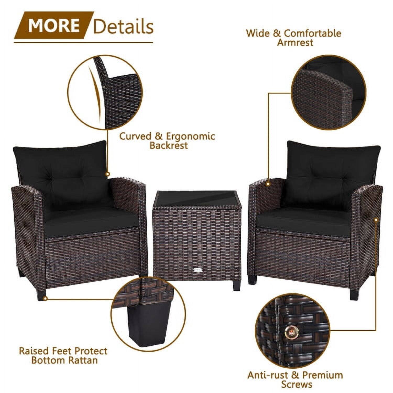 MORE Details  
- Wide & Comfortable Armrest  
- Curved & Ergonomic Backrest  
- Raised Feet Protect Bottom Rattan  
- Anti-rust & Premium Screws