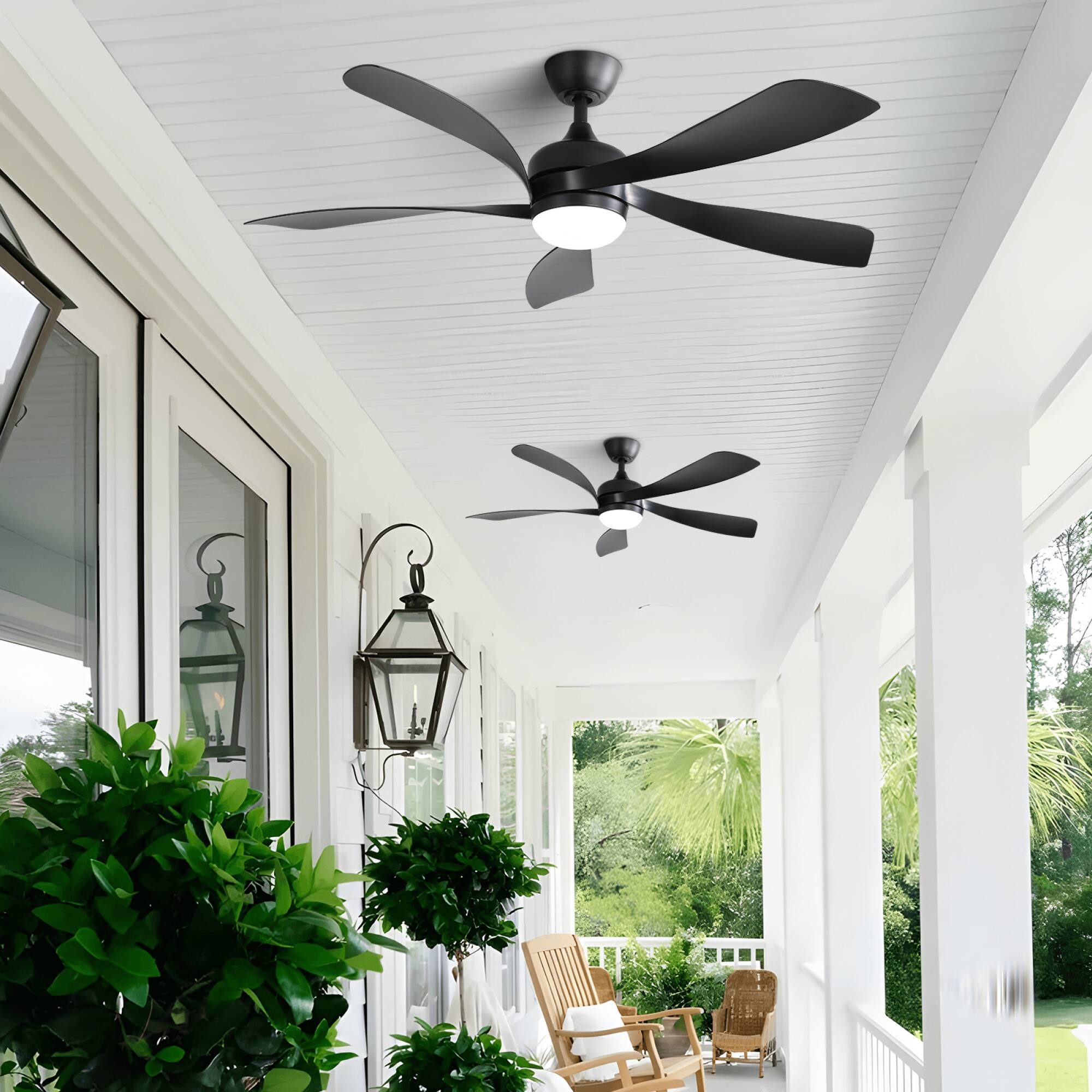 Alt View 4. ELEMENT ACE - 52 Inch Modern Ceiling Fan With Dimmable LED Light and Remote Control Featuring Reversible DC Motor - Black.
