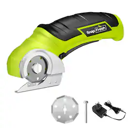 SnapFresh - Cordless Electric Scissors 4V Mini Cutter for Carpet Cardboard Leather Plastic with Blade and Charger - Green