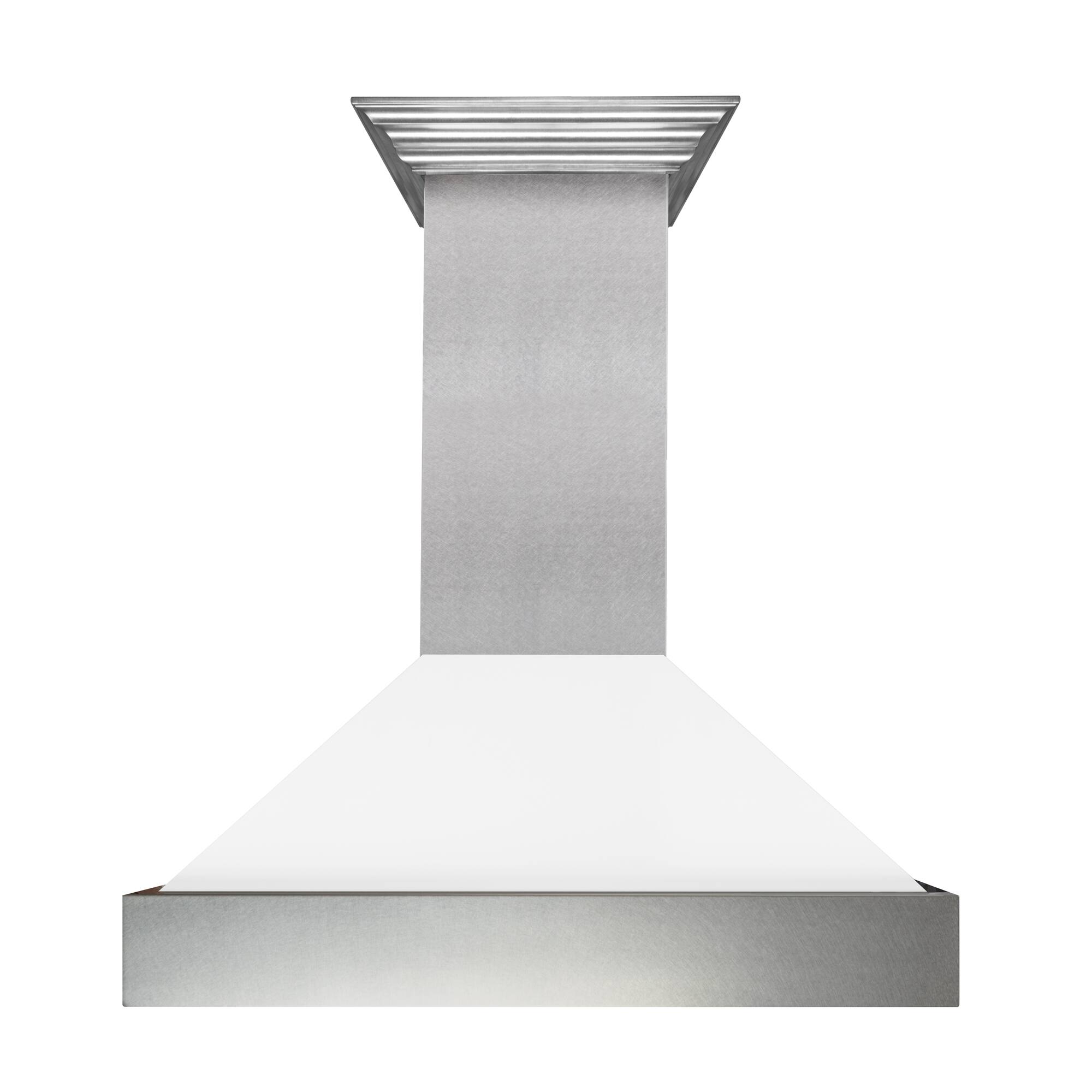 Front. ZLINE - ZLINE 30 in. Ducted Satin Stainless Steel Wall Mount Range Hood with White Matte Shell - Silver.