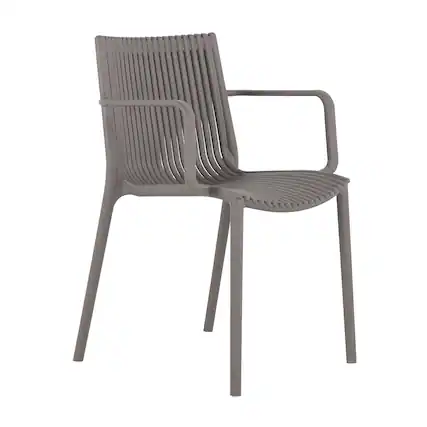 Front. Mondawe - 4pcs Modern Stackable PP Plastic Armchair - Grey.