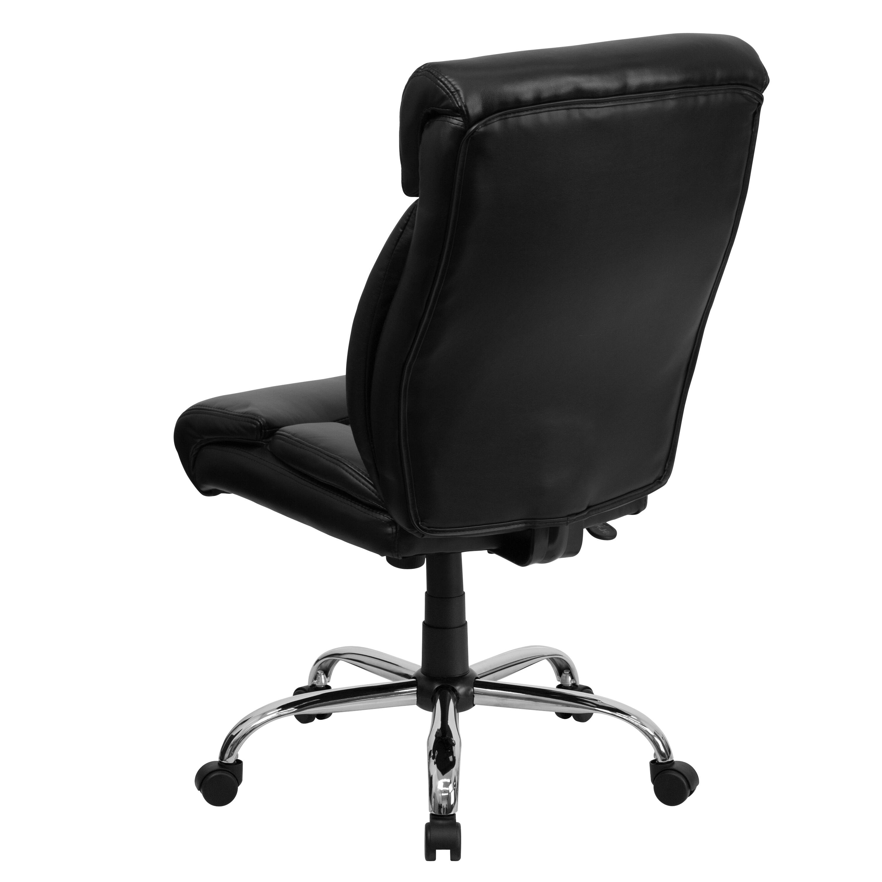 Alt View 5. Emma + Oliver - 400 lb. Big & Tall High Back Full Headrest Ergonomic Office Chair w/ Chrome Base - Black LeatherSoft.
