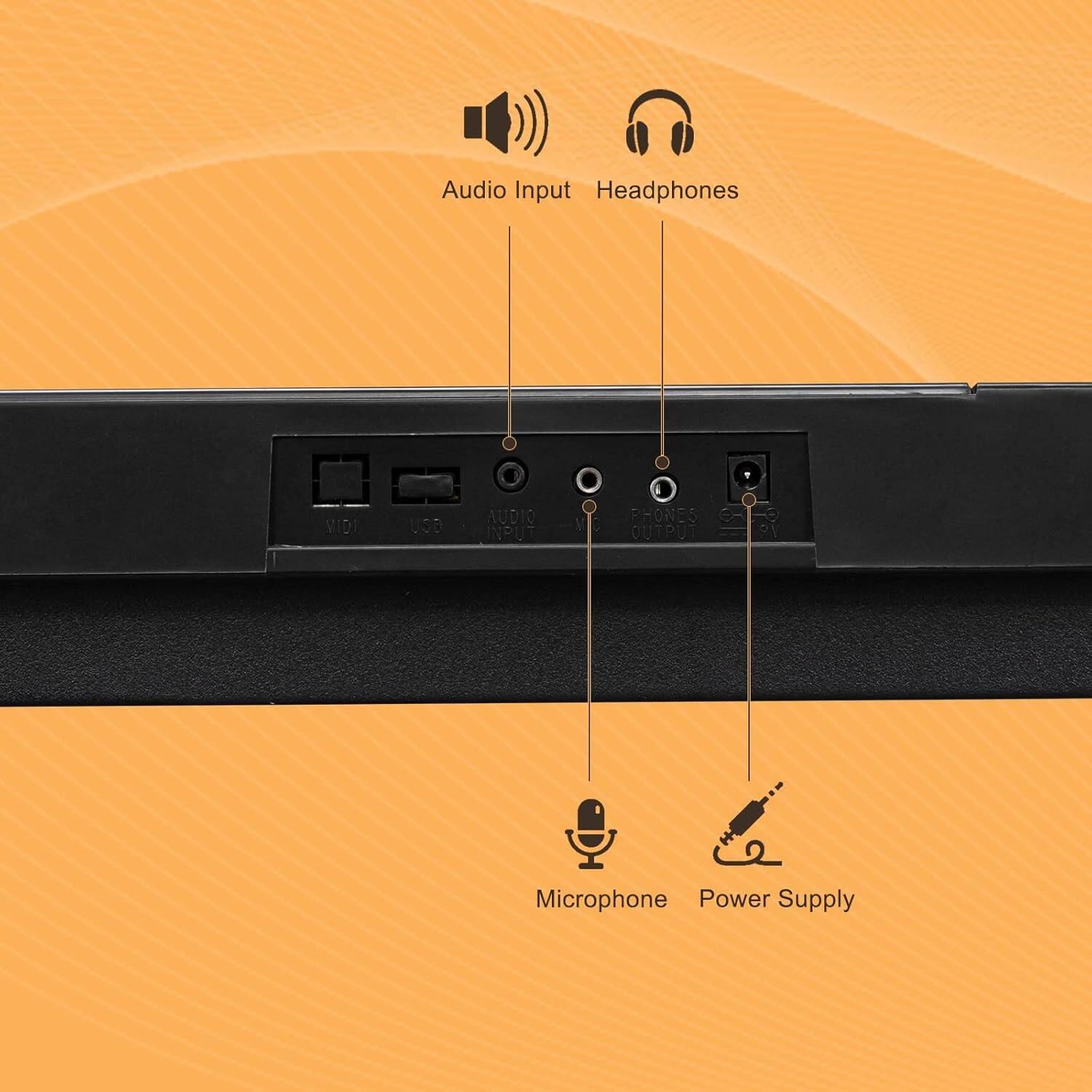 Audio Input Headphones MIDI USB AUDIO INPUT VC PHONES OUTPUT Microphone Power Supply