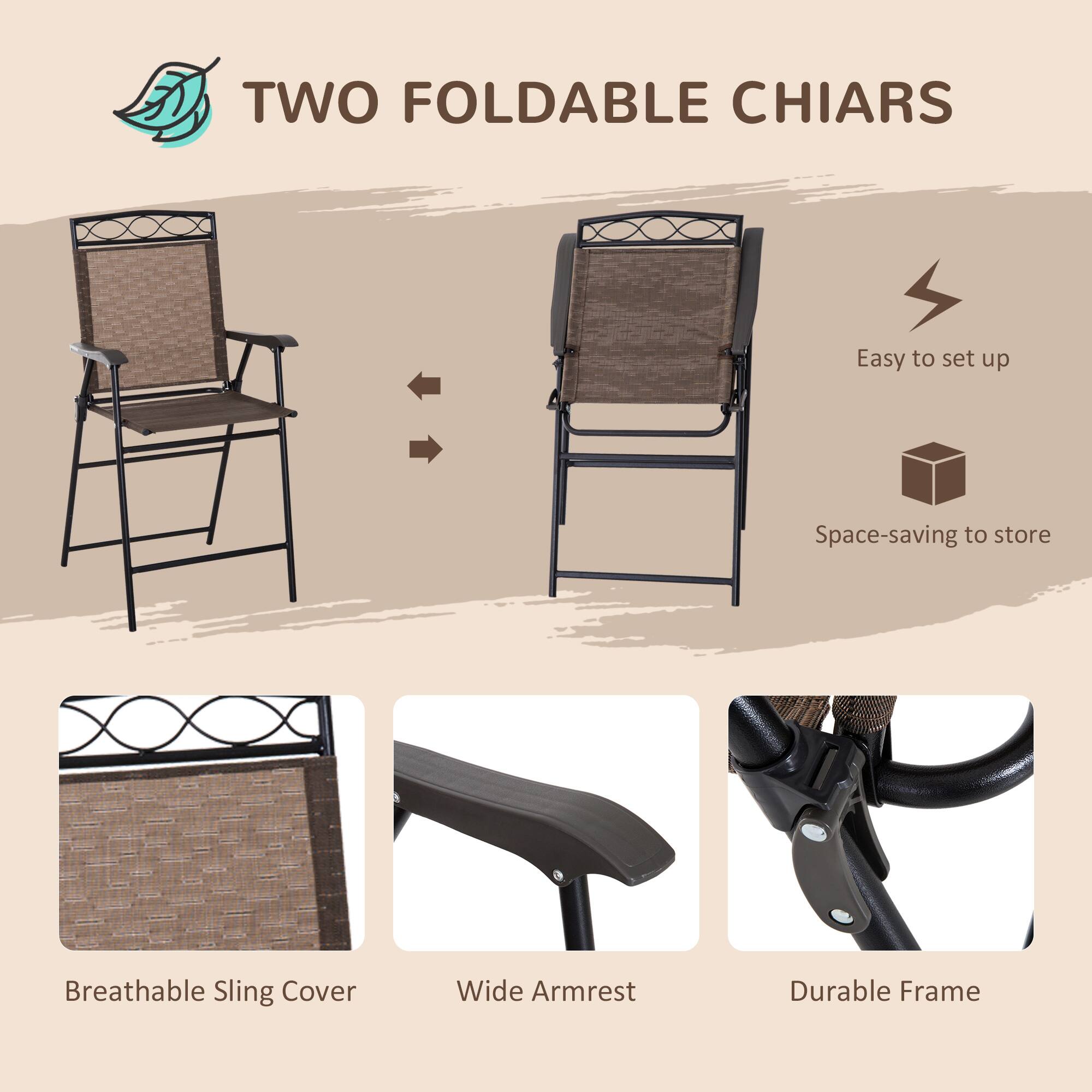 TWO FOLDABLE CHIARS
Easy to set up
Space-saving to store
Breathable Sling Cover
Wide Armrest
Durable Frame