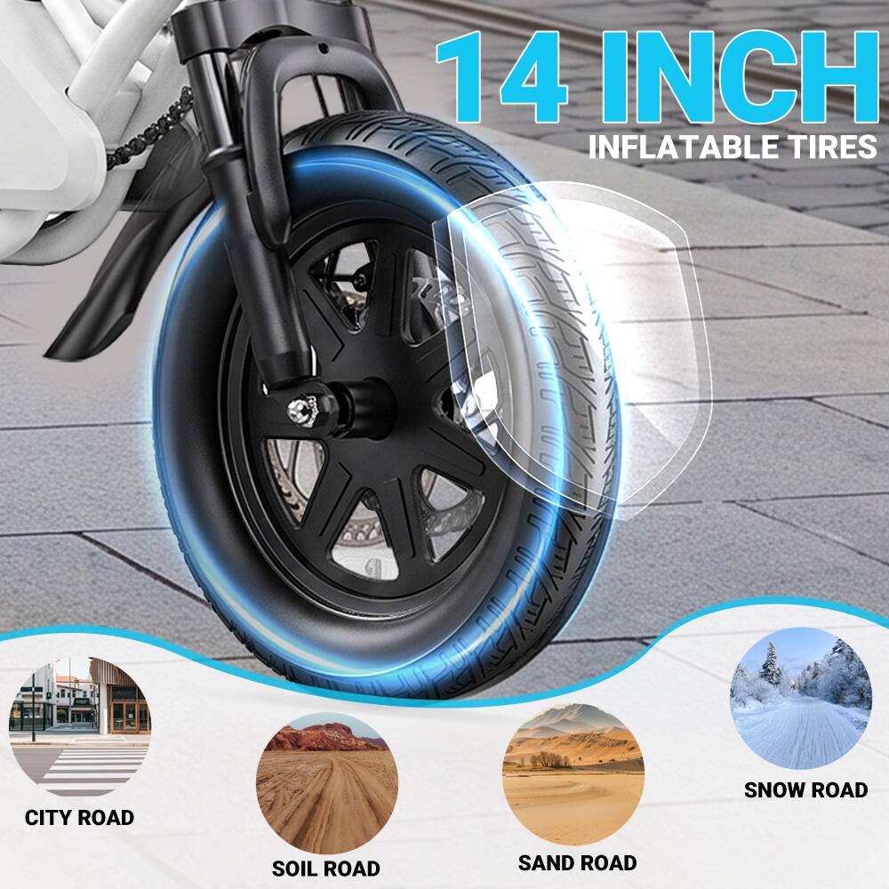 14 INCH INFLATABLE TIRES

CITY ROAD
SOIL ROAD
SAND ROAD
SNOW ROAD