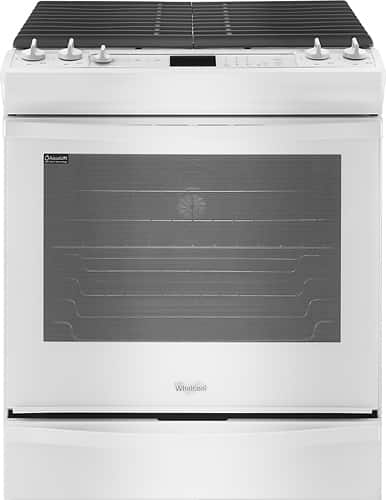 Front. Whirlpool - 5.8 Cu. Ft. Self-Cleaning Slide-In Gas Convection Range - White.
