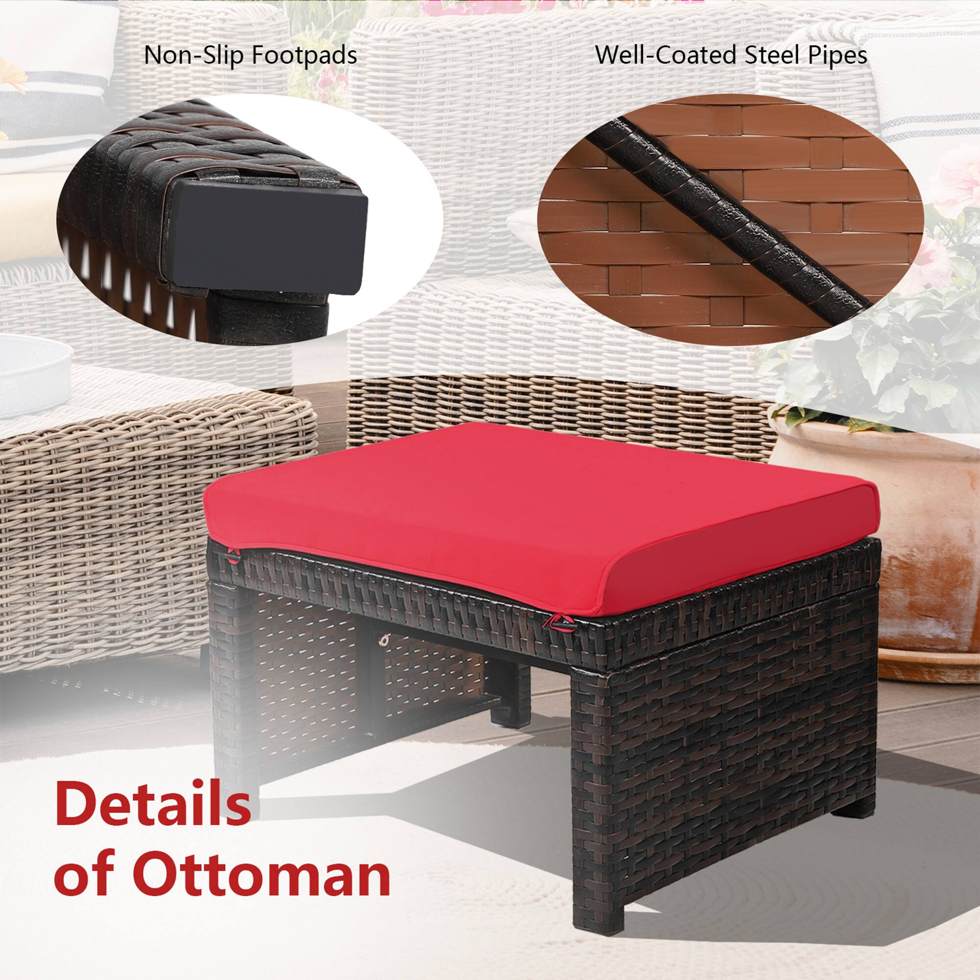 Non-Slip Footpads

Well-Coated Steel Pipes

Details of Ottoman