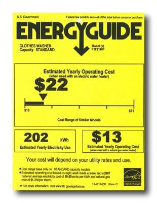Energy Guide. Frigidaire - 3.5 Cu. Ft. 10-Cycle King-Size Capacity Washer - White.