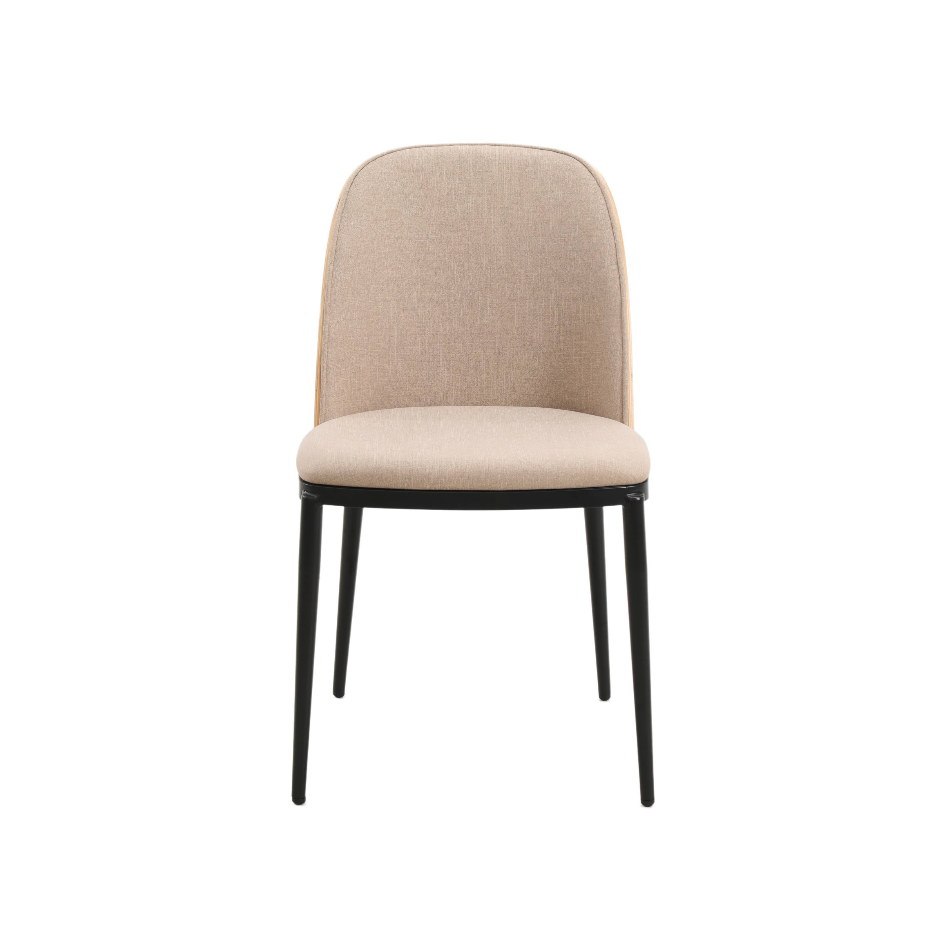 Alt View 3. LeisureMod - Tule 2-PCS Modern Upholstered Dining Chair, Mid-Century Padded Cushion Accent Side Chair with Powder-Coated Steel Legs - Natural Wood/Brown.
