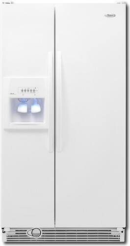 Front Standard. Whirlpool - 21.8 Cu. Ft. Frost-Free Side-by-Side Refrigerator - White-on-White.