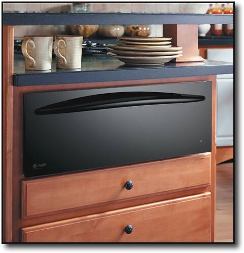 Angle Standard. GE - Profile 30" Warming Drawer - Black-on-Black.