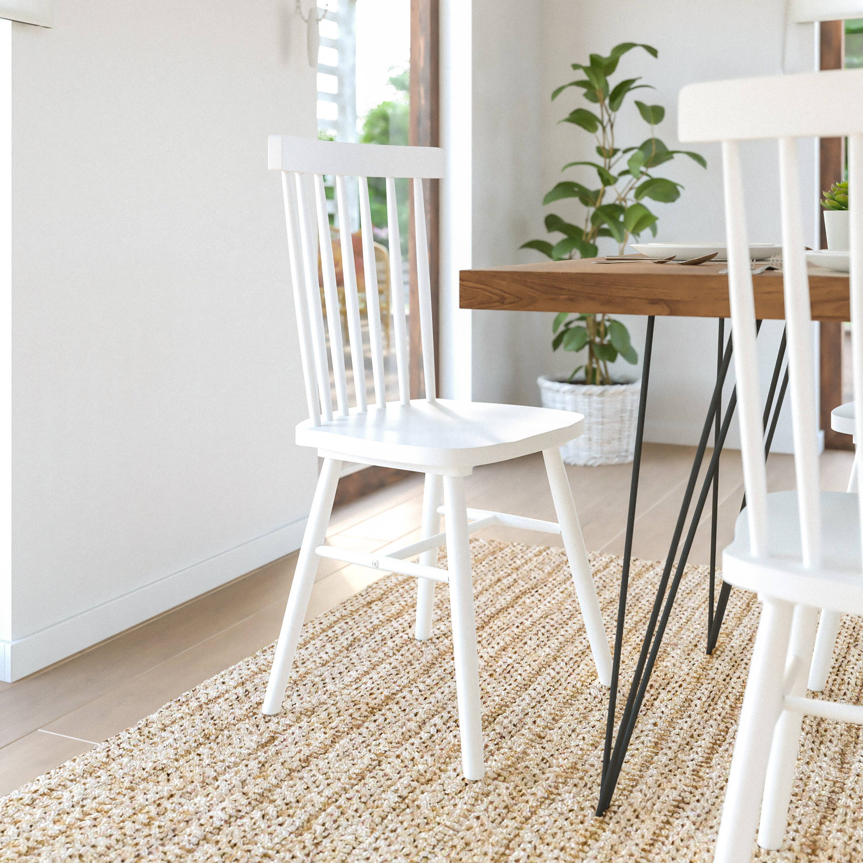 Alt View 2. Flash Furniture - Ingrid Set of 2 Commercial Grade Windsor Dining Chairs, Solid Wood Armless Spindle Back Restaurant Dining Chairs in Whit - White.