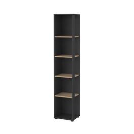 Tvilum - Sign Open Narrow 5 Shelf Boockase, Matte Grey/Jackson Hickory - Gray