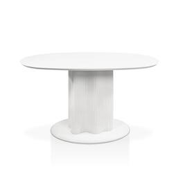 Furniture of America - Elara Iron Base Pedestal Oval Dining Table - White