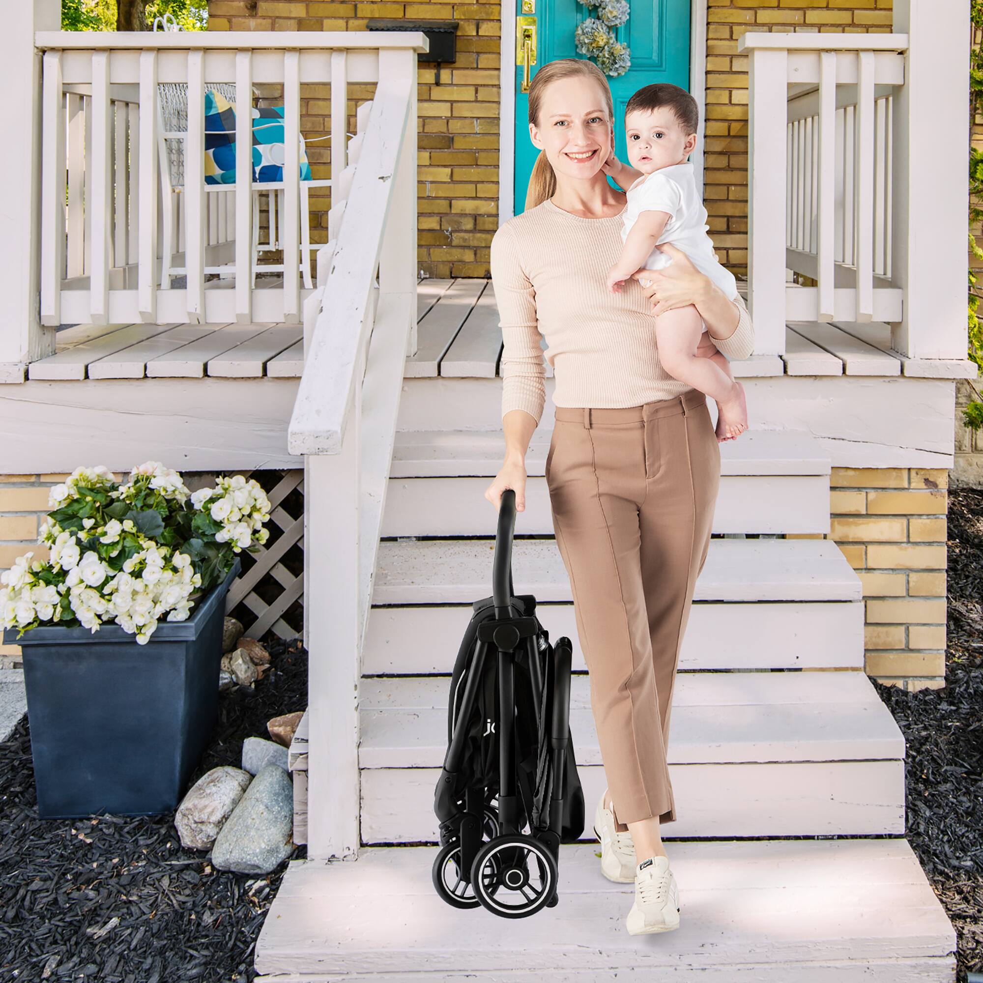 Alt View 1. Costway - Costway  Portable Baby Stroller One-Hand Fold Pushchair W/ Aluminum Frame - Black.