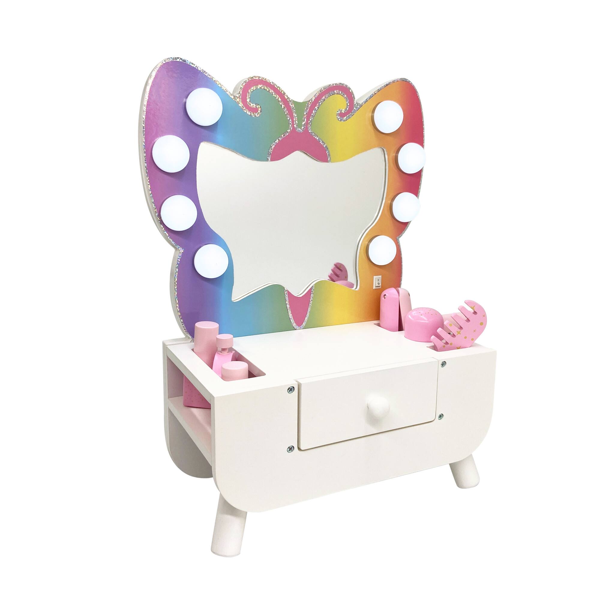 Alt View 6. Teamson Kids - Kids Tabletop Vanity and Light up Mirror.