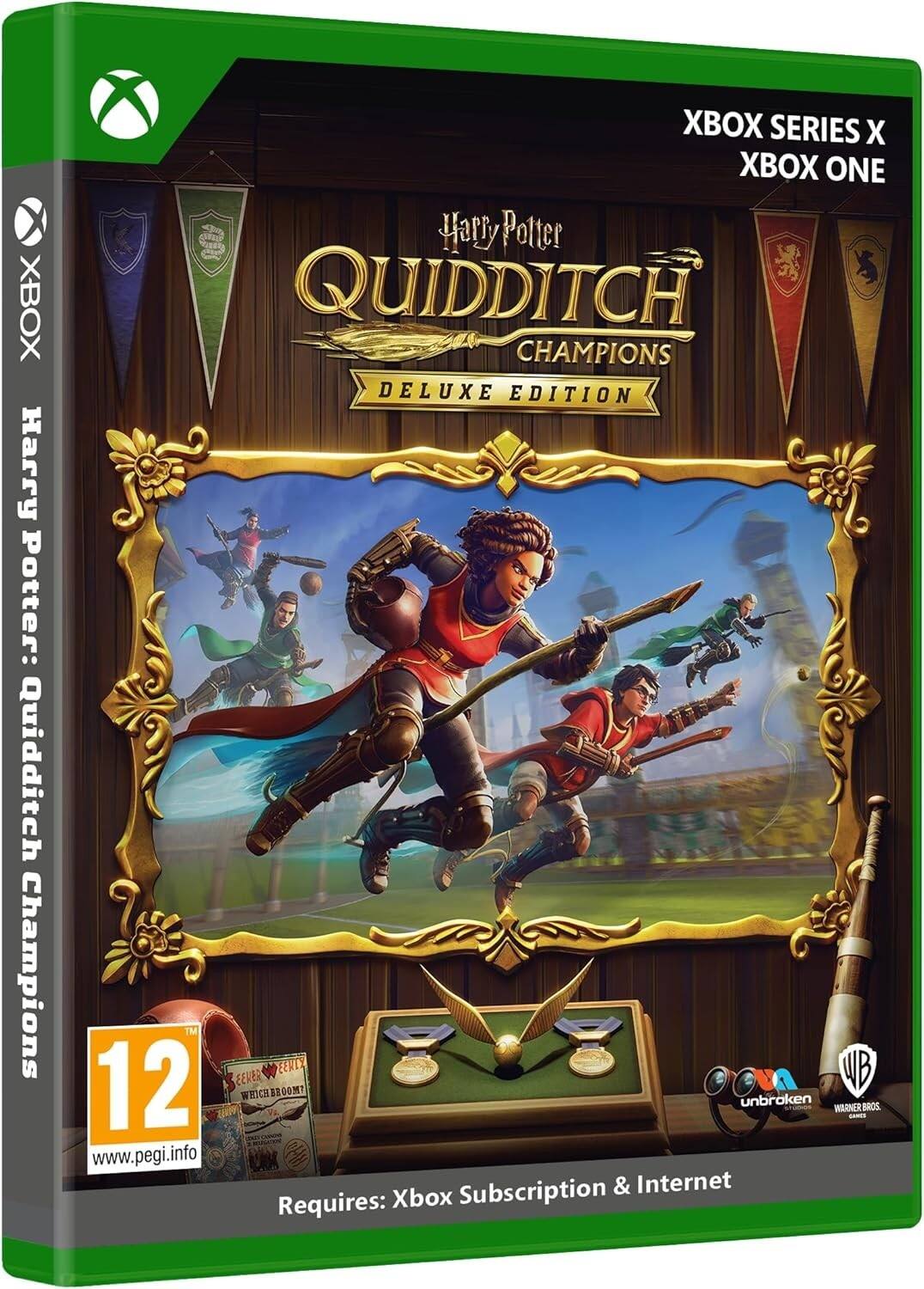 XBOX Harry Potter: Quidditch Champions  
XBOX SERIES X XBOX ONE  
Harry Potter QUIDDITCH CHAMPIONS DELUXE EDITION  
12  
www.pegi.info  
Subscription & Internet Requires: Xbox