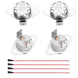 Unique Bargains - 2pcs KSD301 Thermostat 170°C/338°F 25A Normally Closed N.C Adjust Snap Disc Temp Switch with Terminal Wire Ceramic - Silver