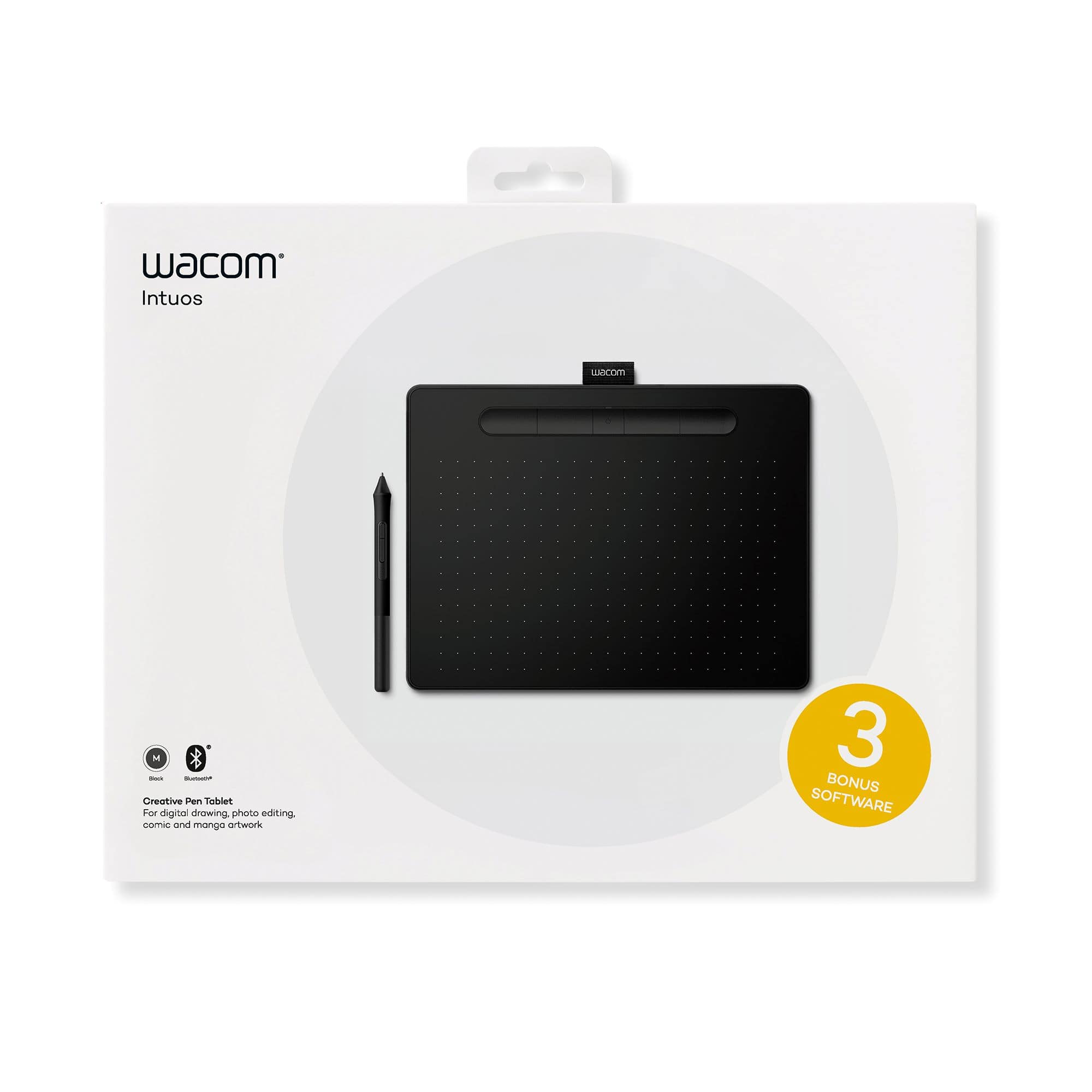 Wacom Intuos Com M - Overactive Pen Tablet for digital drawing, photo editing, and manga artwork. Includes 3 bonus software.