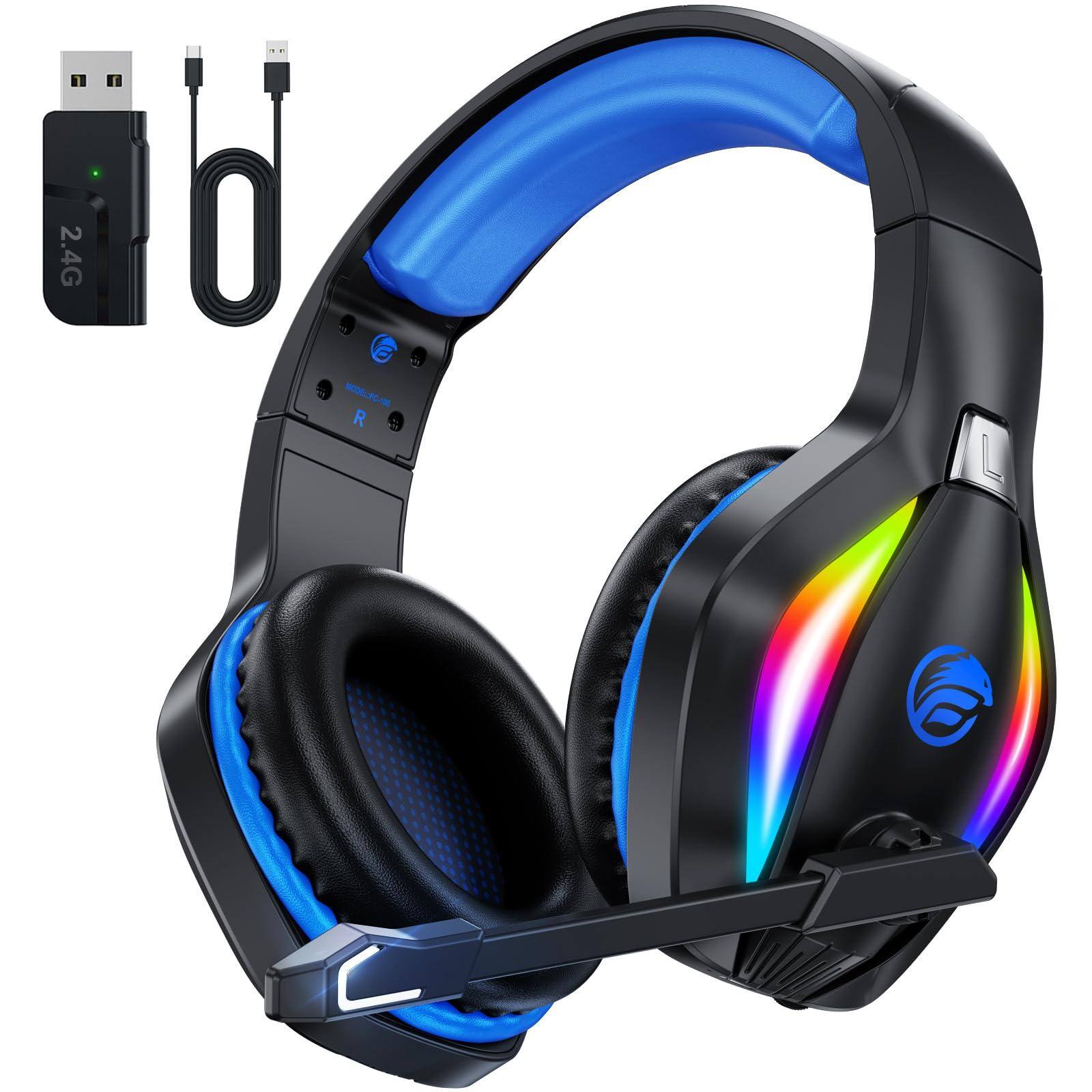 Front. PO3TICJUNKI3 - Fc Wireless Gaming Headset For Ps5 Ps4 Headphones With Microphone 50h Life Laptop Mobile - Blue.