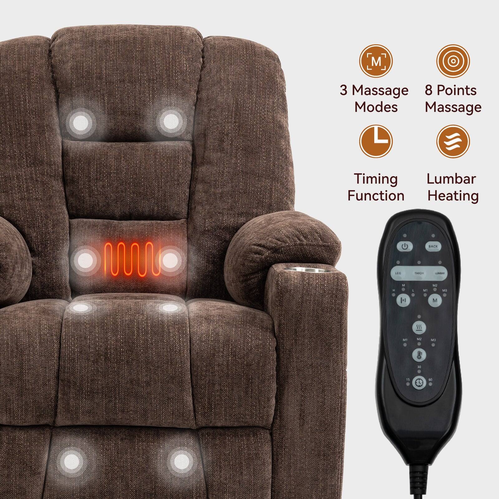 M 3 Massage Modes, 8 Points Massage, Timing Function, Lumbar Heating