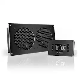 AC Infinity - AIRPLATE T7, Quiet Cabinet Cooling Fan 12" with Temperature Controller - Black