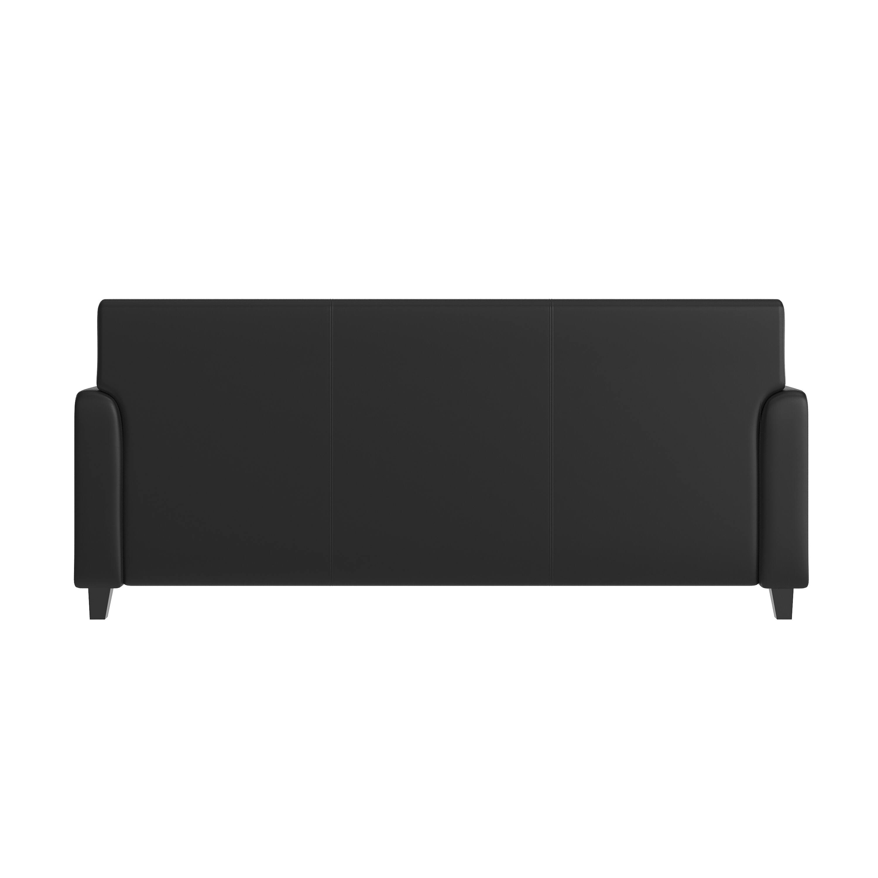 Back. Flash Furniture - Agent Black LeatherSoft Reception Sofa with Left and Right Side Charging Banks, Includes 2 Outlets, 2USB Ports, 1 USB-C - Black.