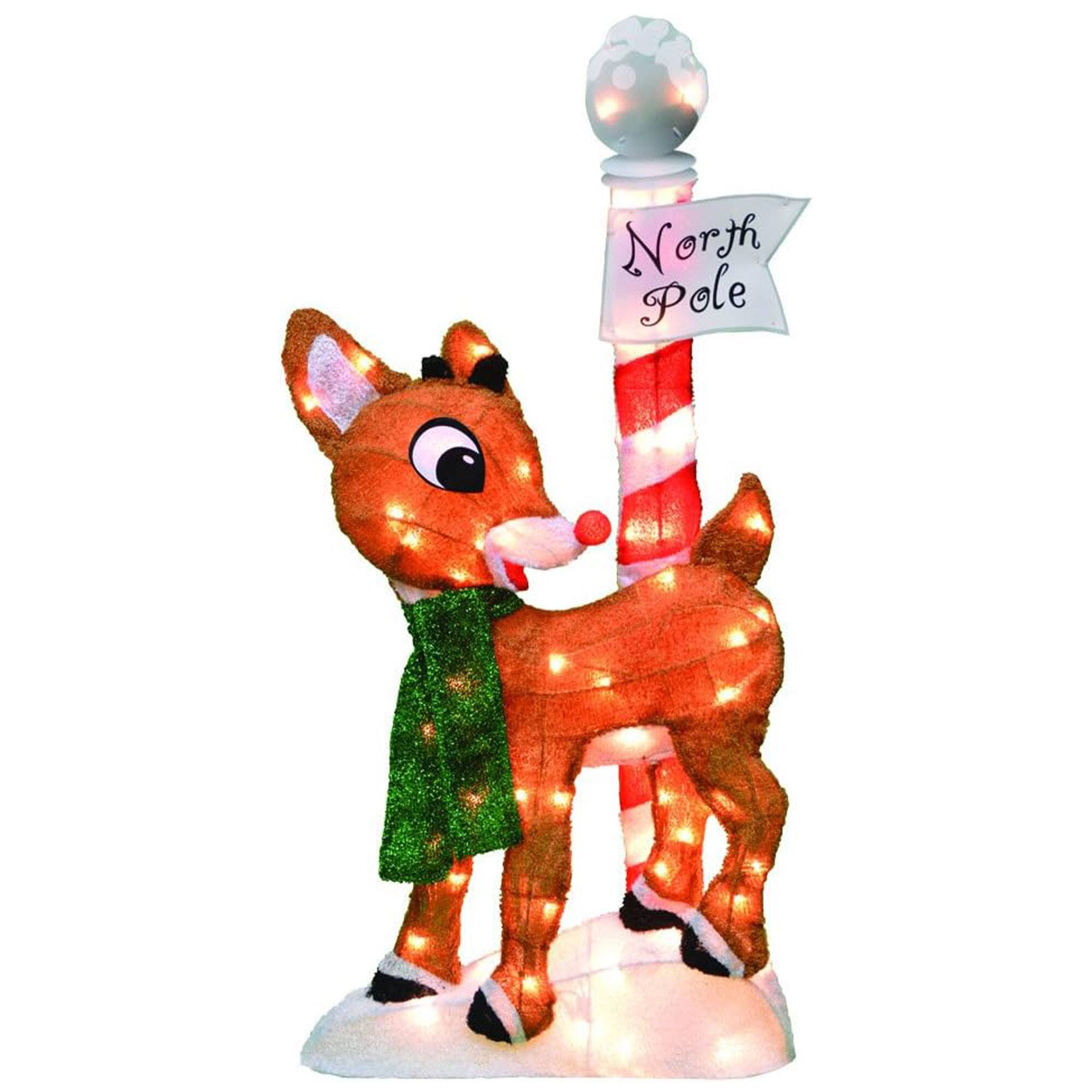 ProductWorks - 32" Rudolph the Red Nosed Reindeer Pre-Lit Christmas Yard Decor - Multicolor