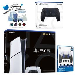 PlayStation 5 Slim Digital with Extra Controller, FPS Grip Kit and MightySkins Decal Voucher - PlayStation 5