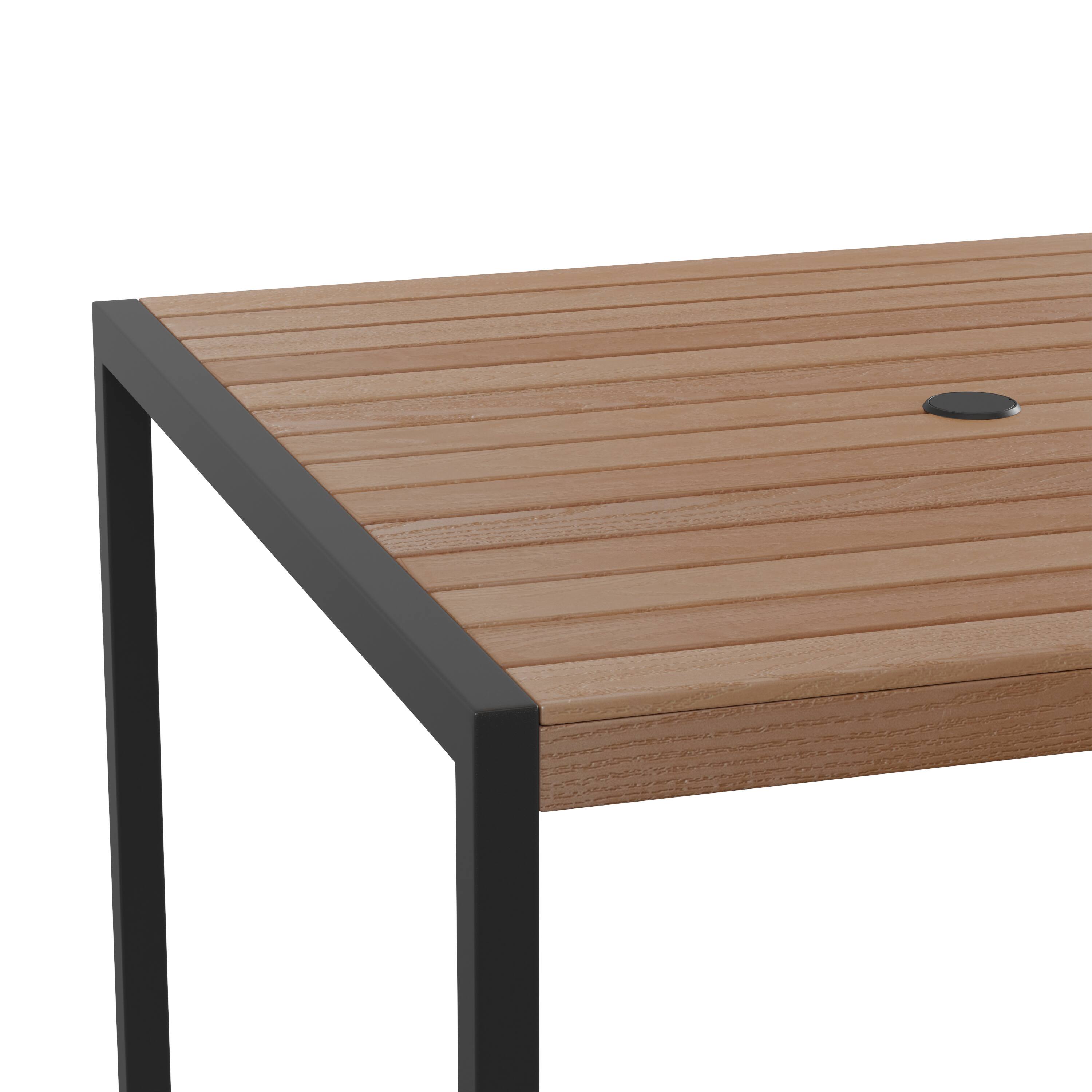 Alt View 8. Emma + Oliver - Square All-Weather Faux Teak Patio Dining Table with Steel Frame - Seats 4 - Teak.