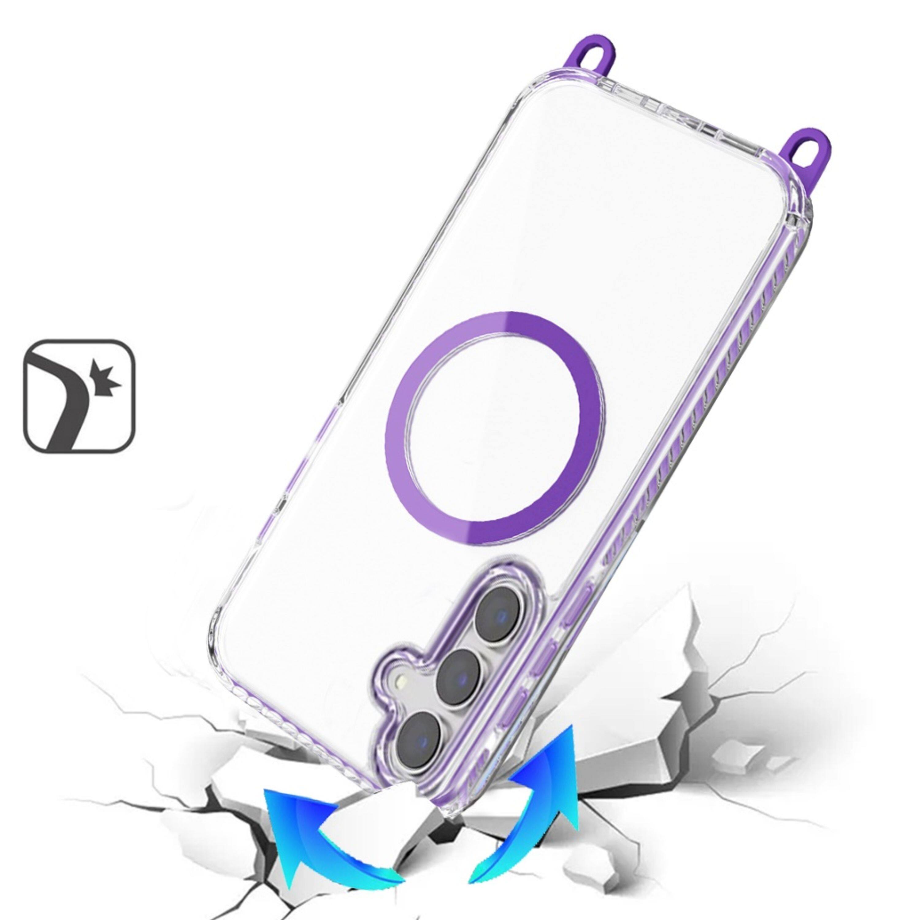 Left. Kitcheniva - Transparent Phone Case With Matching Lanyard Tempered Glass For Samsung Galaxy S26 Plus Dark Purple - Dark Purple.