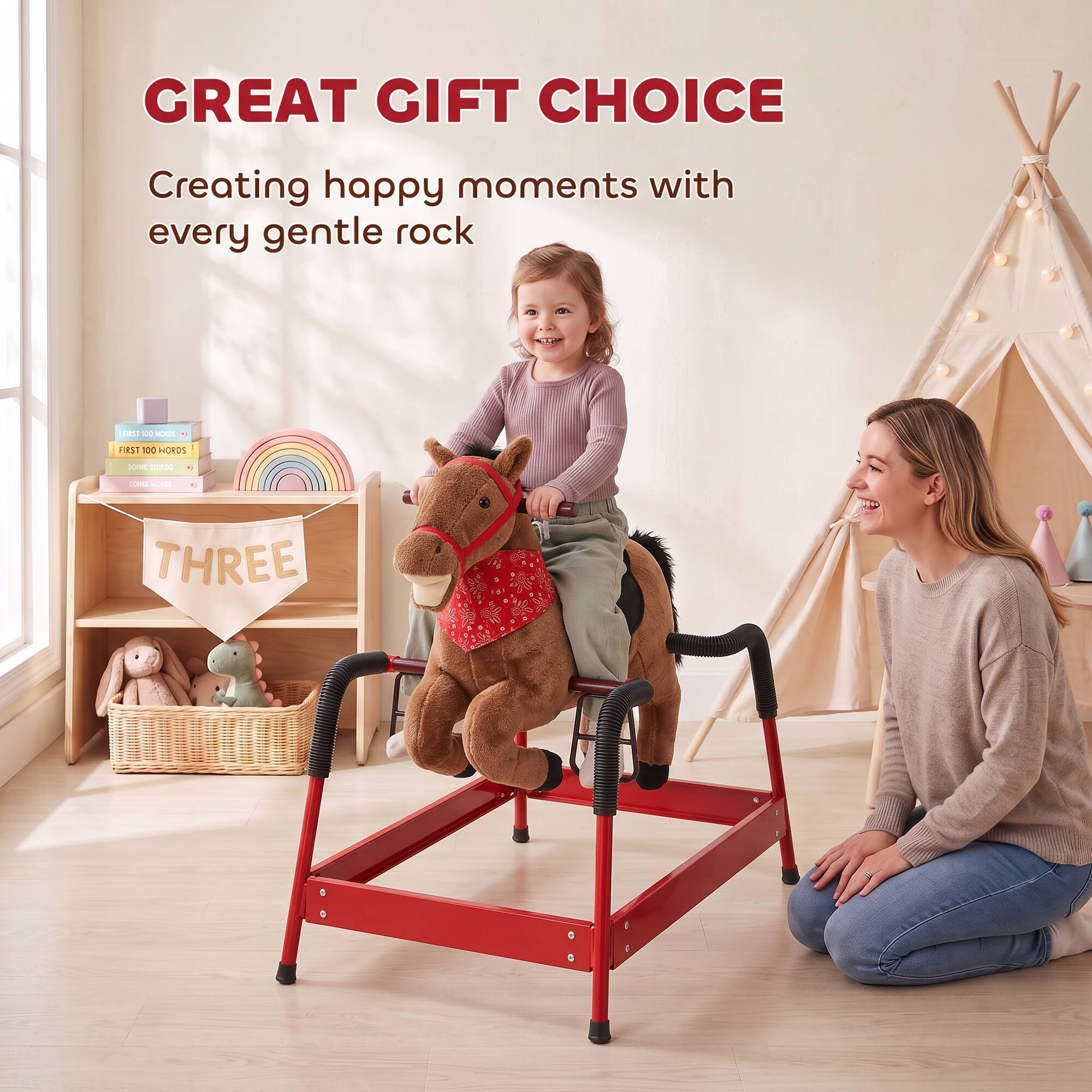 GREAT GIFT CHOICE  
Creating happy moments with every gentle rock  

FAST OIIII WORDS  
FIRST 100 WORDS  
SOME saros  
JONE WORDS  
THREE