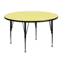 Flash Furniture - Wren 48'' Round Thermal Laminate Activity Table - Height Adjustable Short Legs - Yellow