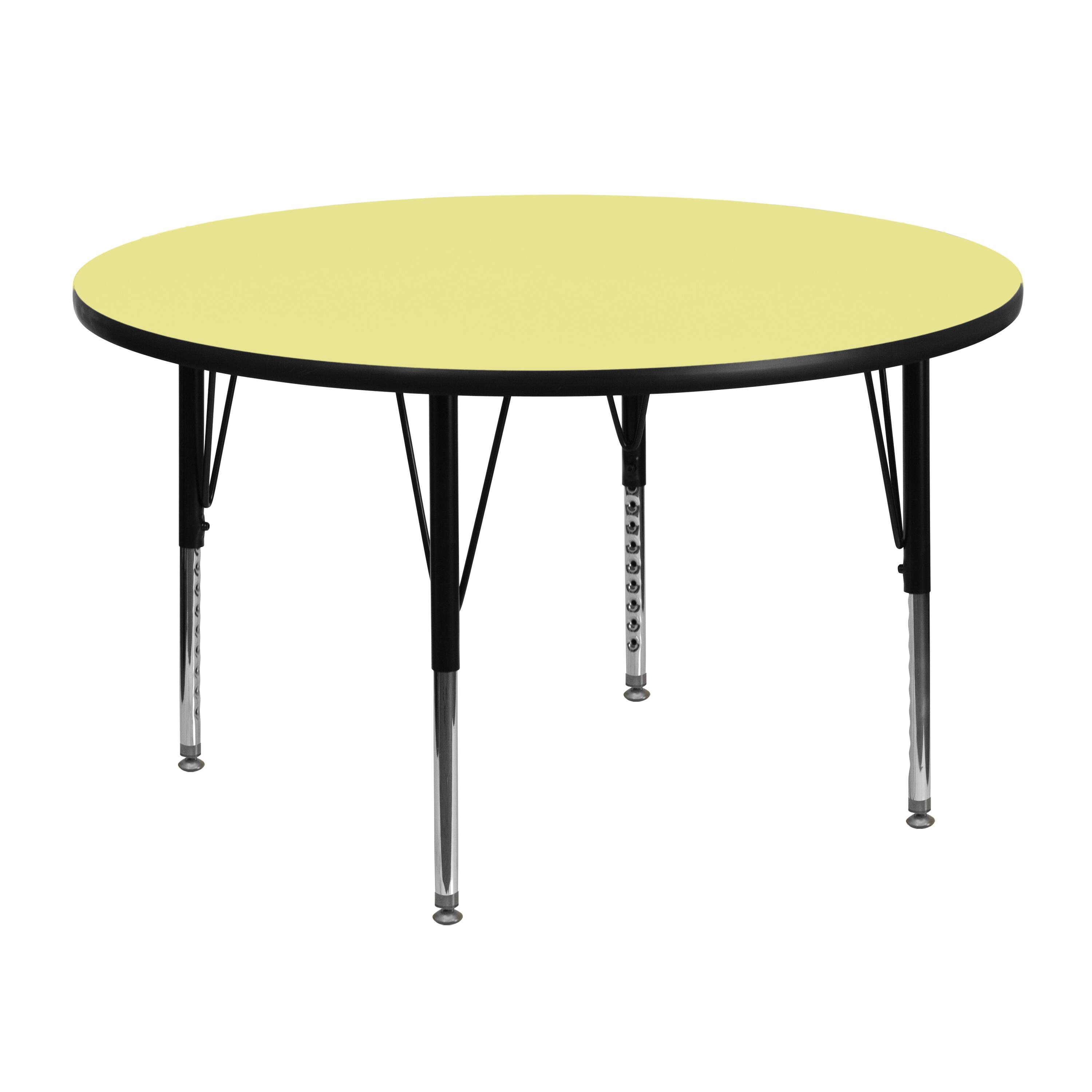 Flash Furniture - Wren 48'' Round Thermal Laminate Activity Table - Height Adjustable Short Legs - Yellow