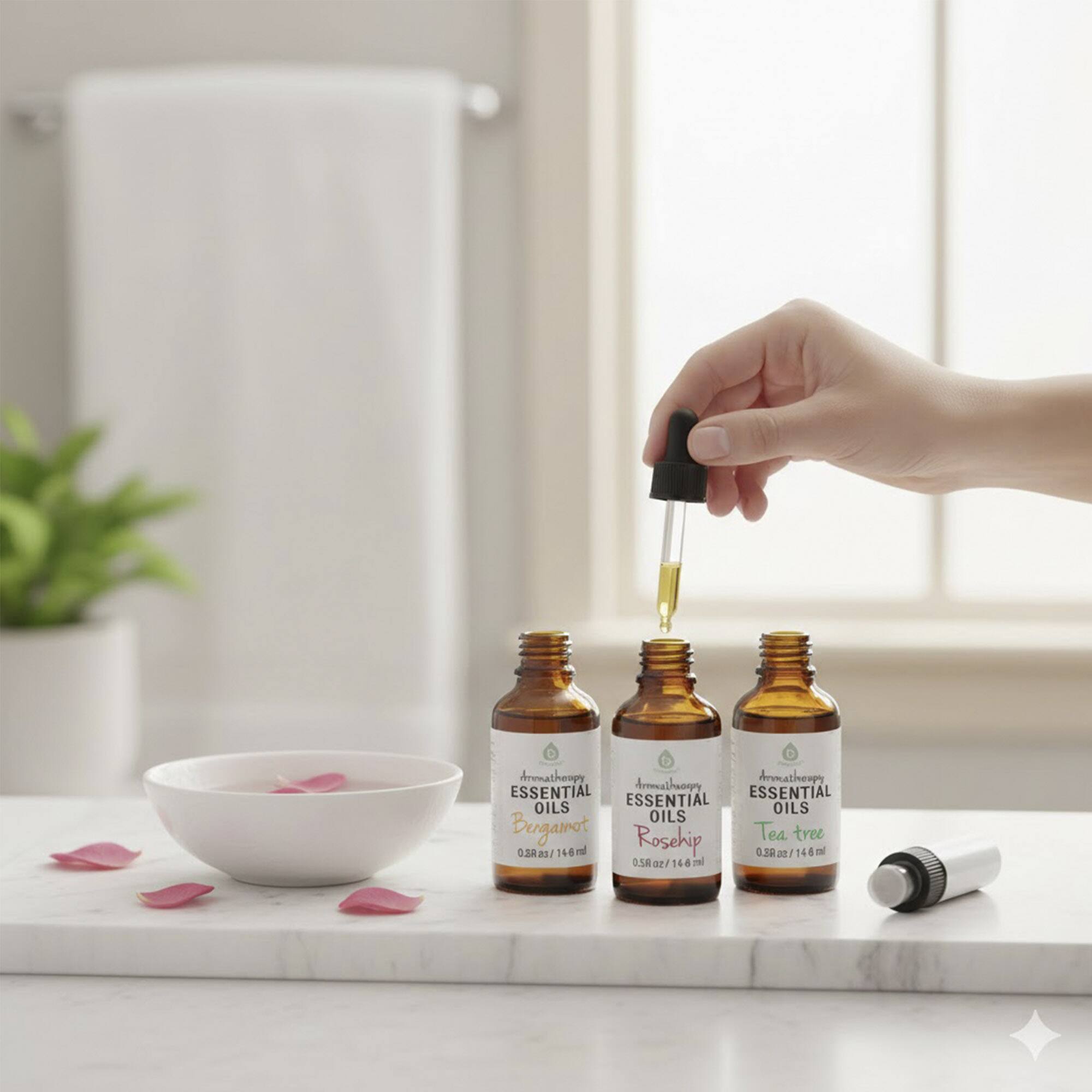 Armatheopy ESSENTIAL OILS  
Bergamot  
Rosehip  
Tea tree  

0.38 oz / 14 ml  
0.38 oz / 14 ml  
0.38 oz / 14 ml  

CZ  
146  
4 l