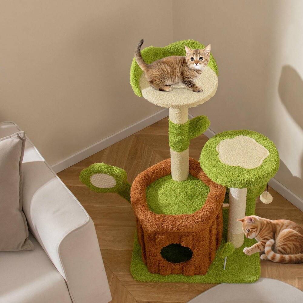 Alt View 2. Kadyn - Cute Jungle Theme Cat Tree Pet Activity Center, Green - Green.