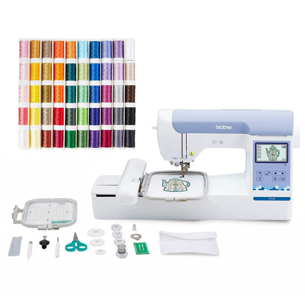 Brother - PE900 Embroidery Machine with 193 Designs and 50-Piece Thread Set