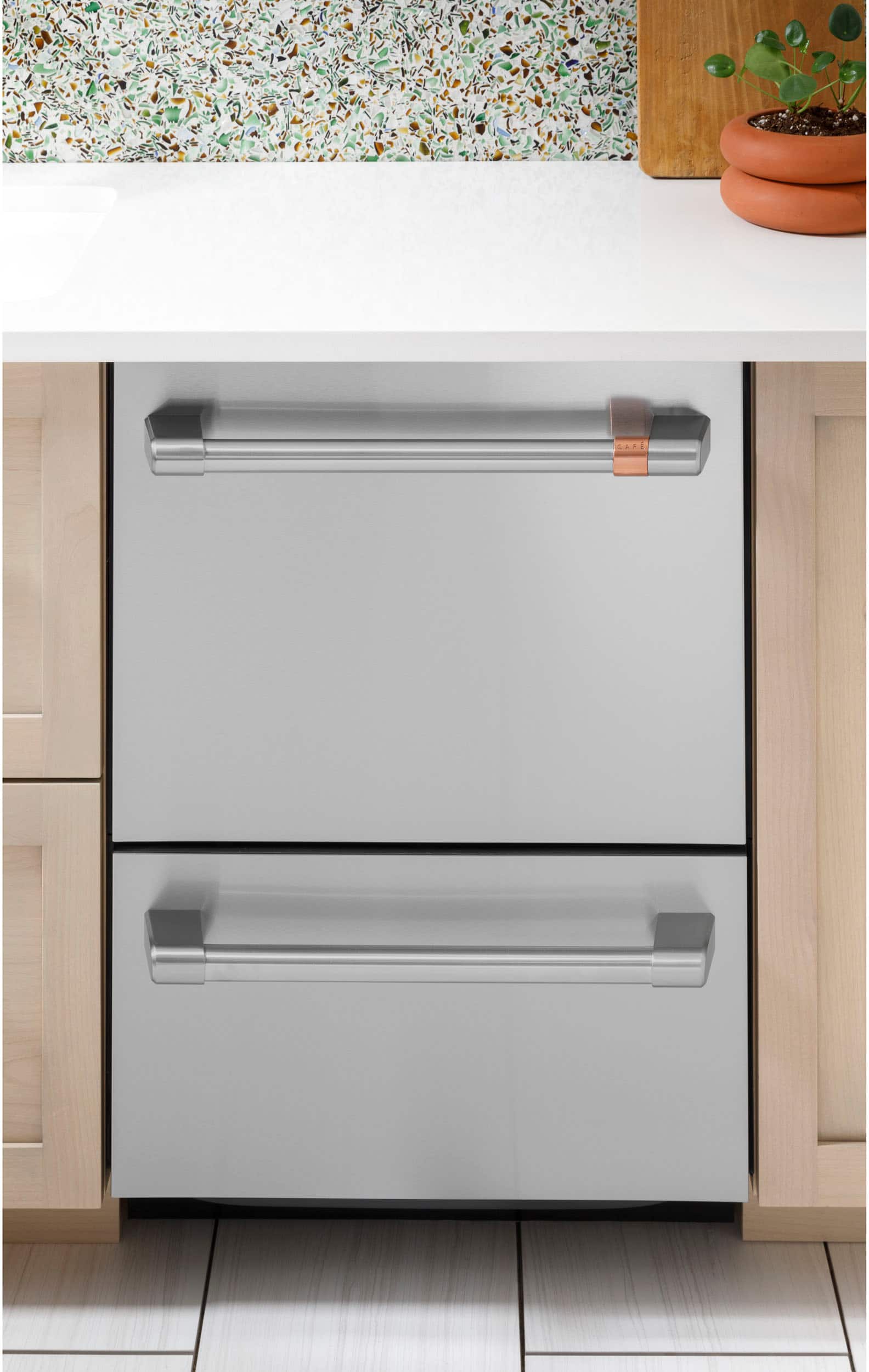 Alt View 25. Café - 24" Top Control Built-In Double Drawer Dishwasher, Customizable - Stainless Steel.