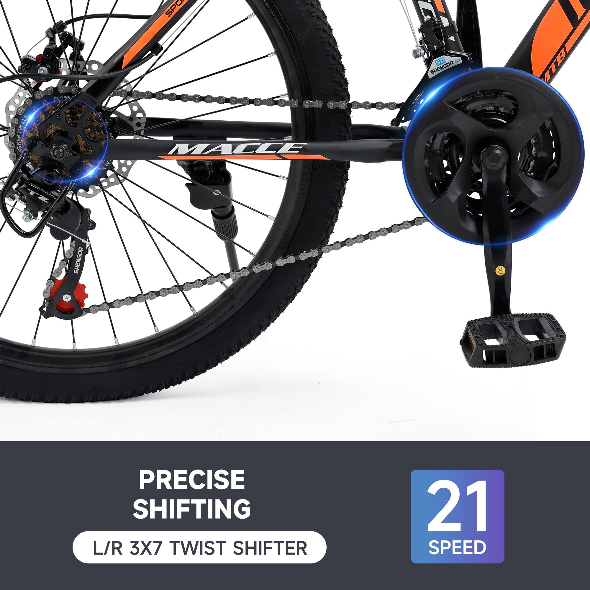 PRECISE SHIFTING  
L/R 3X7 TWIST SHIFTER  
21 SPEED