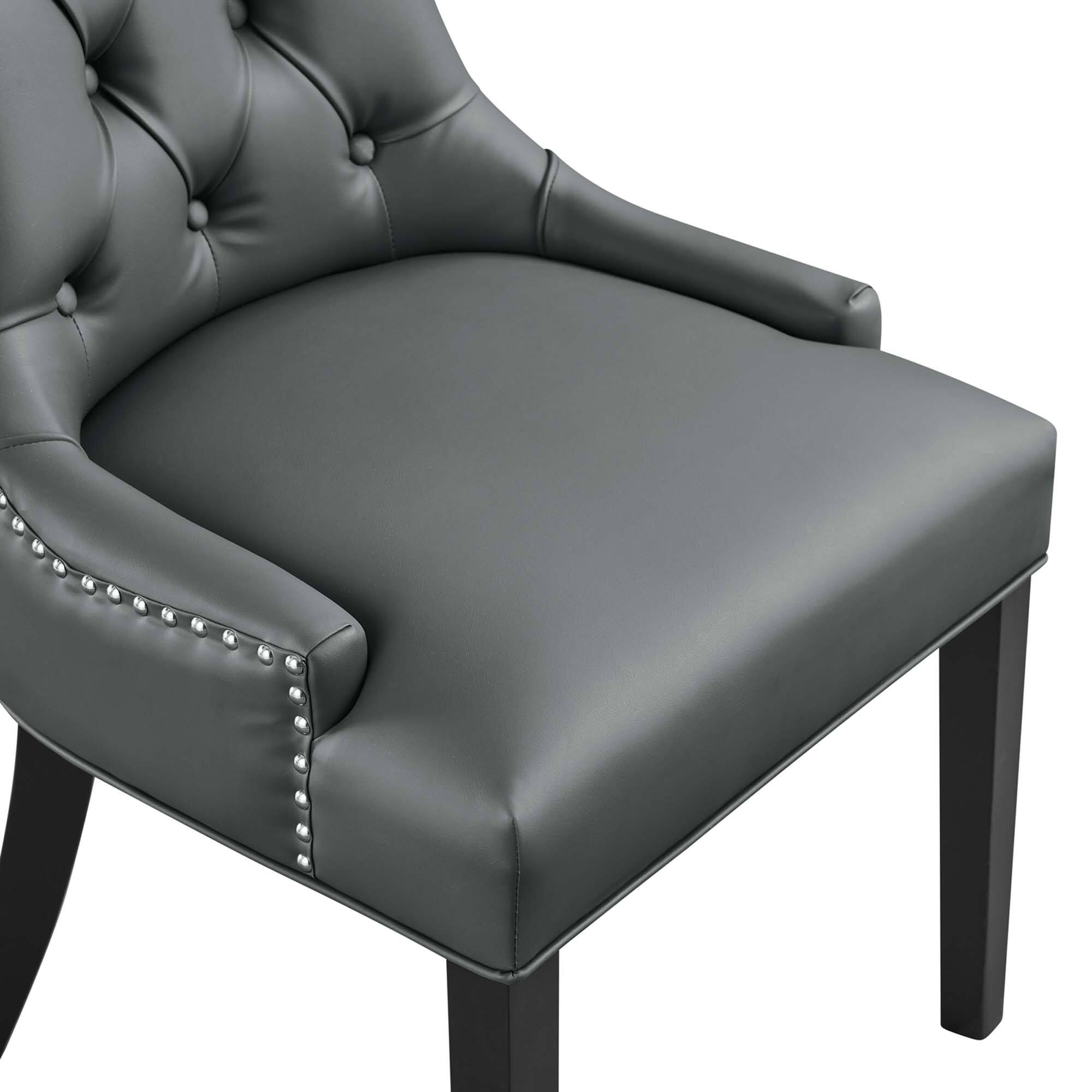 Left. Modway - Regent Tufted Vegan Leather Dining Chair by Modway - Gray.