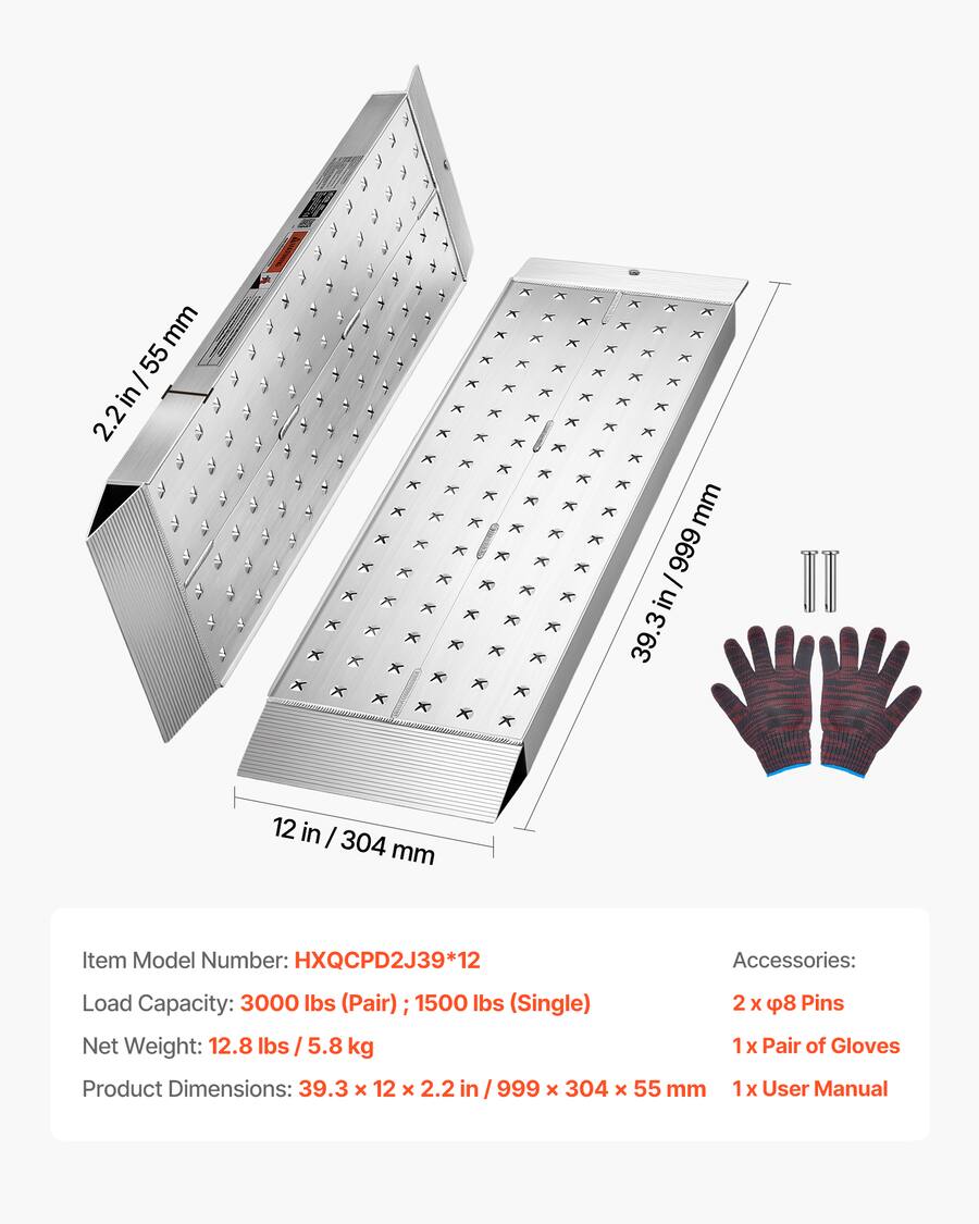 Atv Ramps VEVOR Aluminum Trailer Ramps, 2PCS 39 x 12 in, Heavy Duty ATV Ramp Set ...