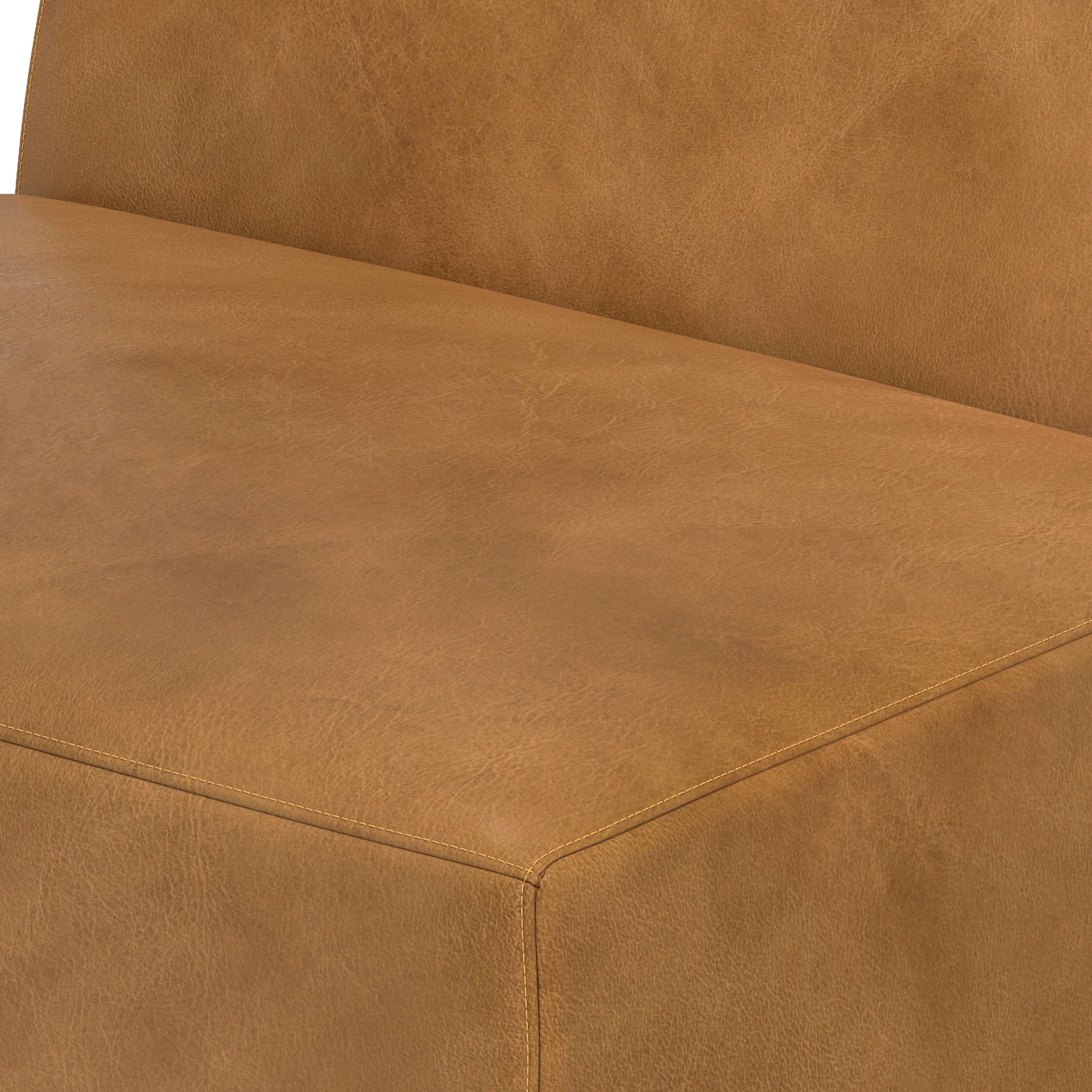 Alt View 5. Simpli Home - Rex Center Armless Sofa Module in Genuine Leather - Sienna.