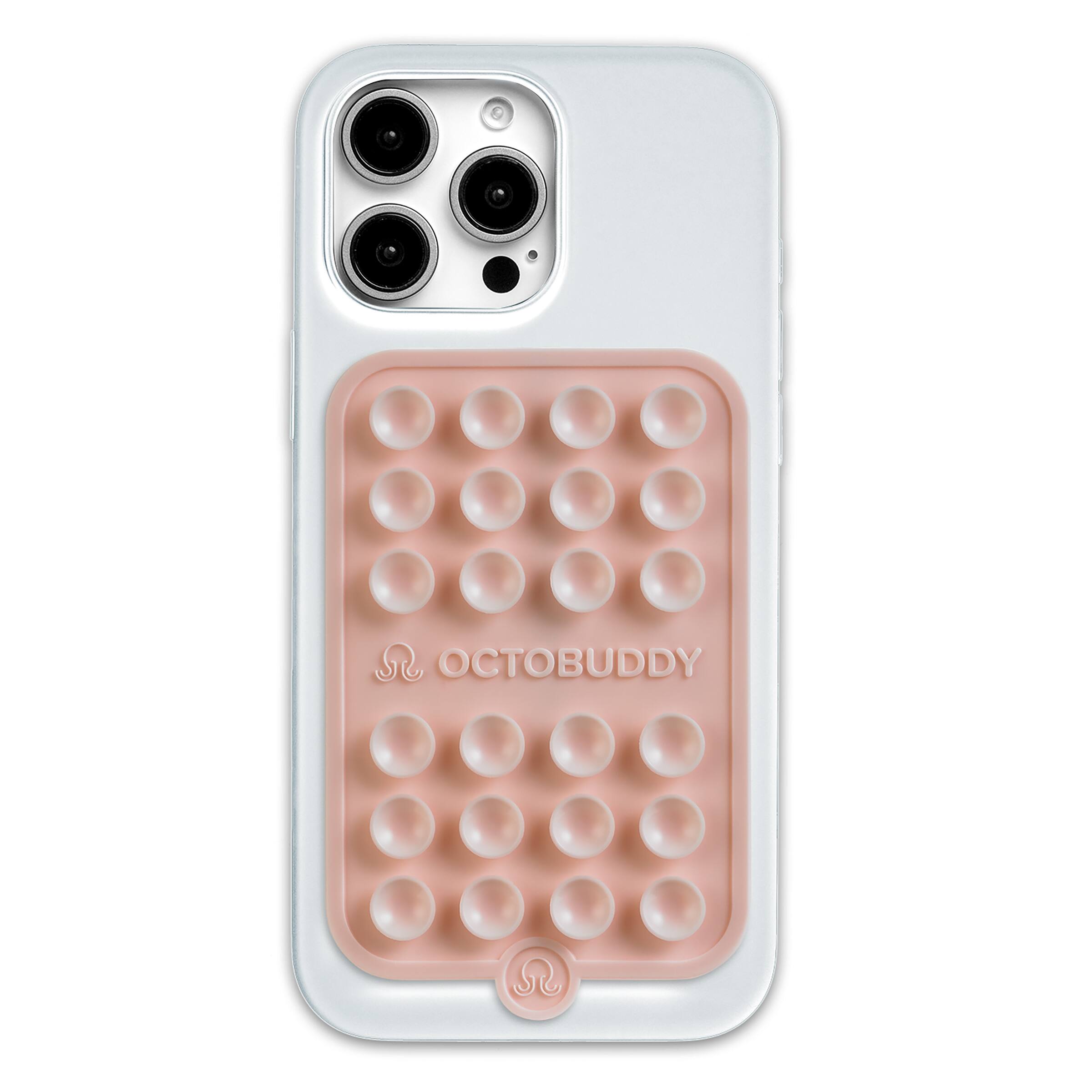 Angle. Octobuddy - Octobuddy - Silicone Suction Cup Universal Phone Case Mount Double-Sided - Chalk Pink.