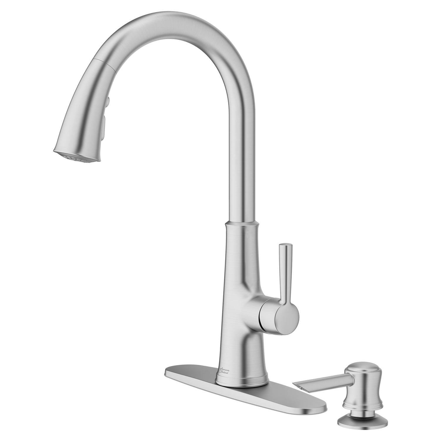 Left. American Standard - American Standard Maven One Handle Stainless Steel Pull-Down Kitchen Faucet - ‎Stainless Steel.