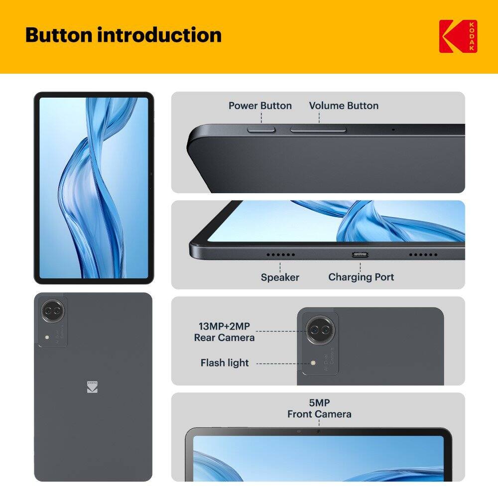 Button introduction

- Power Button
- Volume Button
- Speaker
- Charging Port
- 13MP+2MP Rear Camera
- Flash light
- 5MP Front Camera